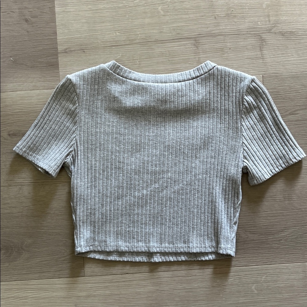 Gray Ribbed Knit Skirt by - Picture 3 of 5